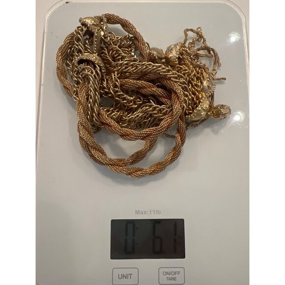 Vintage Tassel Necklace Yellow Gold Tone 18" with Enhancer and matching earrings - Picture 13 of 13